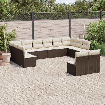 ARDEBO.de - 12-tlg. Garten-Sofagarnitur mit Kissen Braun Poly Rattan