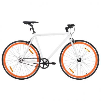 ARDEBO.de - Fahrrad mit Festem Gang Weiß und Orange 700c 55 cm