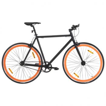 ARDEBO.de - Fahrrad mit Festem Gang Schwarz und Orange 700c 51 cm