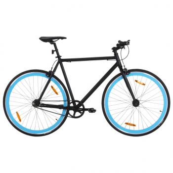 ARDEBO.de - Fahrrad mit Festem Gang Schwarz und Blau 700c 55 cm