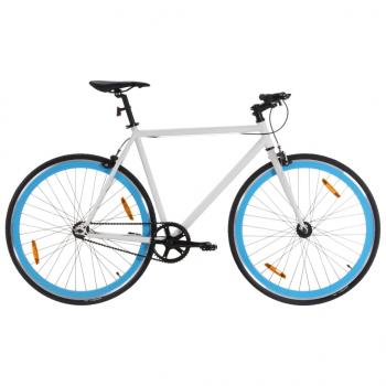 ARDEBO.de - Fahrrad mit Festem Gang Weiß und Blau 700c 55 cm