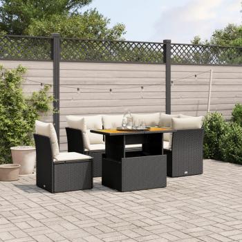 ARDEBO.de - 5-tlg. Garten-Sofagarnitur mit Kissen Schwarz Poly Rattan