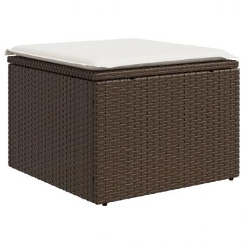 ARDEBO.de - Gartenhocker mit Kissen Braun 55x55x37 cm Poly Rattan