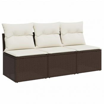 ARDEBO.de - Gartensofa mit Kissen 3-Sitzer Braun Poly Rattan