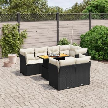 ARDEBO.de - 8-tlg. Garten-Sofagarnitur mit Kissen Schwarz Poly Rattan