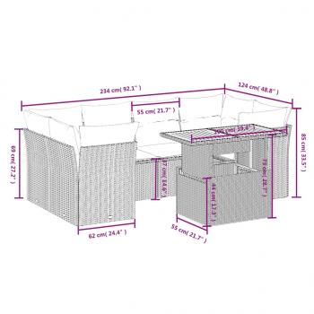 8-tlg. Garten-Sofagarnitur mit Kissen Schwarz Poly Rattan