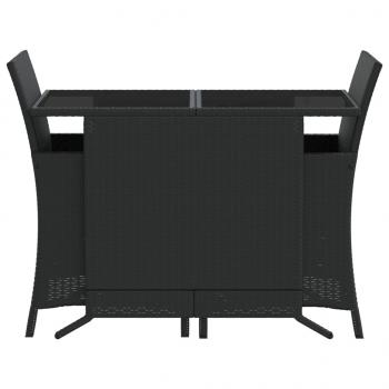 3-tlg. Bistro-Set mit Kissen Schwarz Poly Rattan