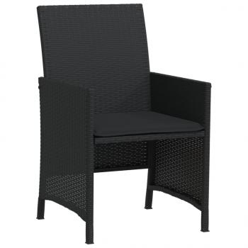 3-tlg. Bistro-Set mit Kissen Schwarz Poly Rattan