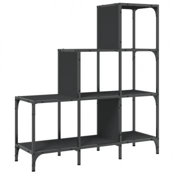 ARDEBO.de - Bücherregal Schwarz 92x30x102 cm Holzwerkstoff und Metall