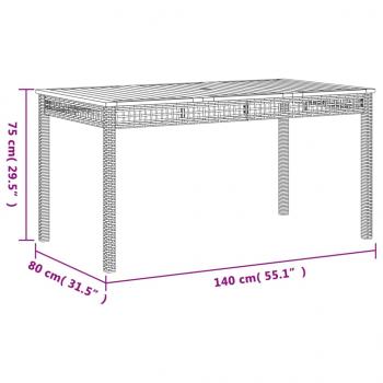 5-tlg. Garten-Essgruppe mit Kissen Grau Poly Rattan