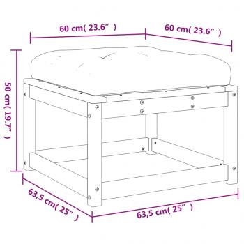 Gartenhocker mit Kissen Wachsbraun Massivholz Kiefer