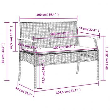 4-tlg. Garten-Essgruppe mit Kissen Schwarz Poly Rattan