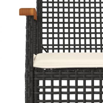 4-tlg. Garten-Essgruppe mit Kissen Schwarz Poly Rattan