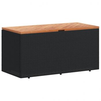 ARDEBO.de - Gartentruhe Schwarz 110x50x54 cm Poly Rattan Akazienholz