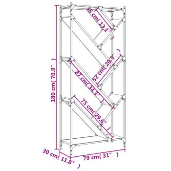 Bücherregal Grau Sonoma 79x30x180 cm Holzwerkstoff und Metall