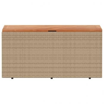 Gartentruhe Beige 110x50x54 cm Poly Rattan Akazienholz