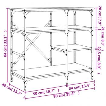 Bäckerregal Sonoma-Eiche 90x40x84 cm Holzwerkstoff und Metall