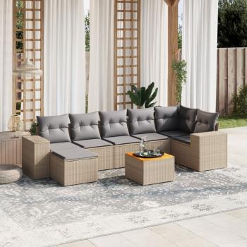 ARDEBO.de - 8-tlg. Garten-Sofagarnitur mit Kissen Beige Poly Rattan