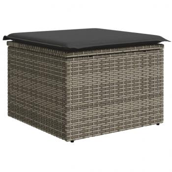 9-tlg. Garten-Sofagarnitur mit Kissen Grau Poly Rattan