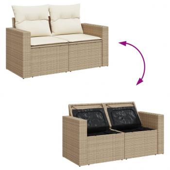 13-tlg. Garten-Sofagarnitur mit Kissen Beige Poly Rattan