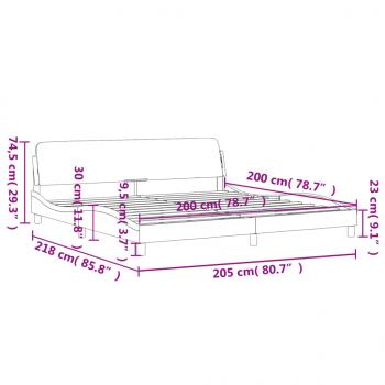 Bettgestell mit Kopfteil Hellgrau 200x200 cm Stoff