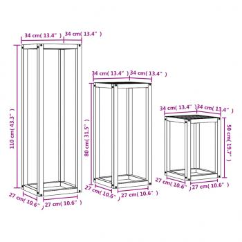 Pflanzenständer 3 Stk. Wachsbraun Massivholz Kiefer