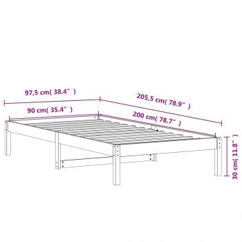 Tagesbett Wachsbraun 90x200 cm Massivholz Kiefer