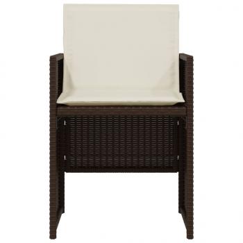 3-tlg. Bistro-Set mit Kissen Braun Poly Rattan