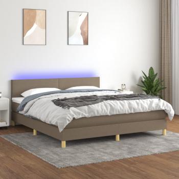 ARDEBO.de - Boxspringbett mit Matratze & LED Taupe 180x200 cm Stoff