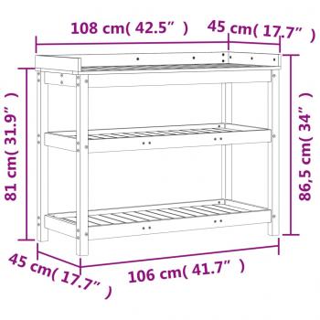 Pflanztisch mit Ablagen 108x45x86,5 cm Massivholz Douglasie