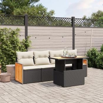 ARDEBO.de - 5-tlg. Garten-Sofagarnitur mit Kissen Schwarz Poly Rattan