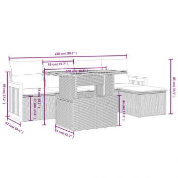 6-tlg. Garten-Sofagarnitur mit Kissen Schwarz Poly Rattan