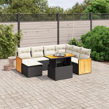 ARDEBO.de - 8-tlg. Garten-Sofagarnitur mit Kissen Schwarz Poly Rattan