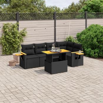 ARDEBO.de - 6-tlg. Garten-Sofagarnitur mit Kissen Schwarz Poly Rattan