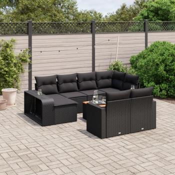 ARDEBO.de - 11-tlg. Garten-Sofagarnitur mit Kissen Schwarz Poly Rattan