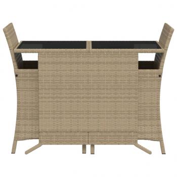 3-tlg. Bistro-Set mit Kissen Beigemischung Poly Rattan