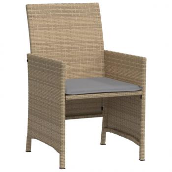 3-tlg. Bistro-Set mit Kissen Beigemischung Poly Rattan