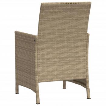 3-tlg. Bistro-Set mit Kissen Beigemischung Poly Rattan