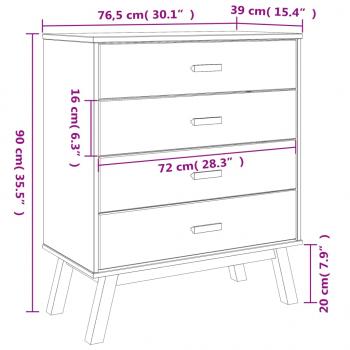 Schubladenschrank OLDEN Weiß und Braun Massivholz Kiefer