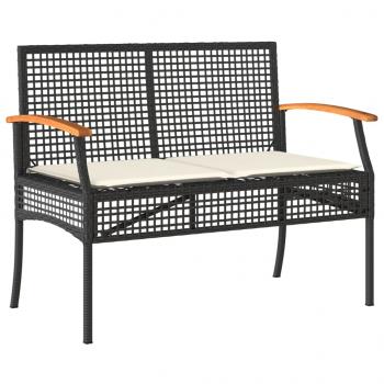 3-tlg. Garten-Essgruppe mit Kissen Schwarz Poly Rattan