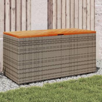 ARDEBO.de - Gartentruhe Grau 110x50x54 cm Poly Rattan Akazienholz