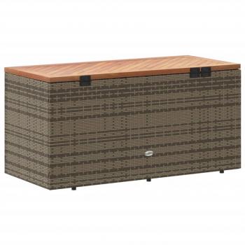 Gartentruhe Grau 110x50x54 cm Poly Rattan Akazienholz