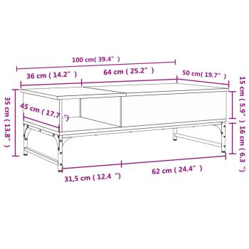 Couchtisch Sonoma-Eiche 100x50x35 cm Holzwerkstoff und Metall