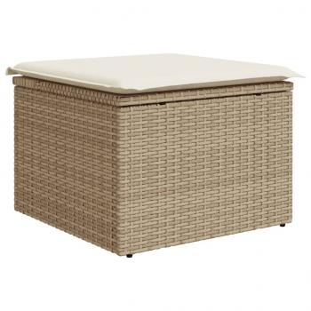 11-tlg. Garten-Sofagarnitur mit Kissen Beige Poly Rattan