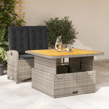 ARDEBO.de - 2-tlg. Garten-Essgruppe mit Kissen Grau Poly Rattan