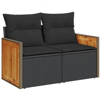 12-tlg. Garten-Sofagarnitur mit Kissen Schwarz Poly Rattan