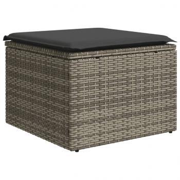 9-tlg. Garten-Sofagarnitur mit Kissen Grau Poly Rattan