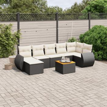 ARDEBO.de - 8-tlg. Garten-Sofagarnitur mit Kissen Schwarz Poly Rattan