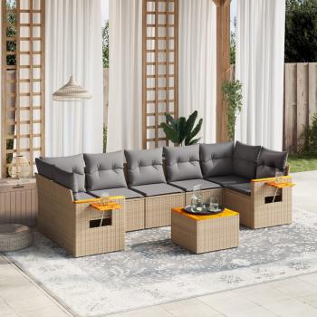 ARDEBO.de - 8-tlg. Garten-Sofagarnitur mit Kissen Beige Poly Rattan