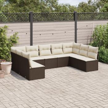 ARDEBO.de - 9-tlg. Garten-Sofagarnitur mit Kissen Braun Poly Rattan